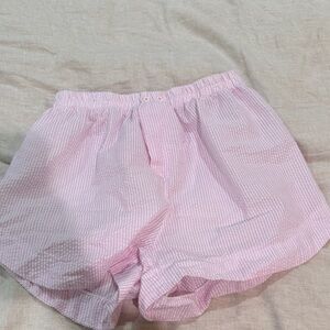 Free People Light Pink Seersucker Elastic Waist Shorts